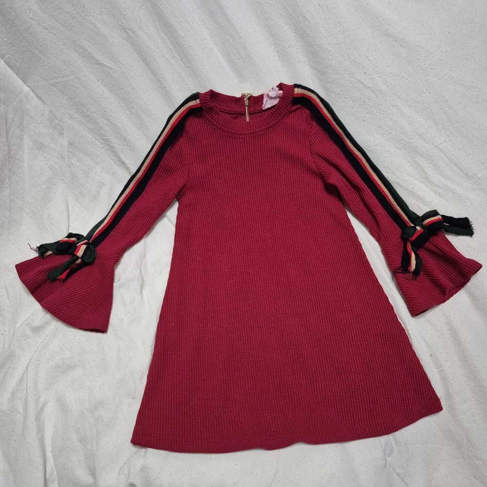 Hannah Banana Red Knit Top with Multicolor Stripes